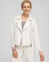 Chico's Stretch Knit Moto Jacket In Vanilla Glaze Size Xl |  In Vanilla Glaze