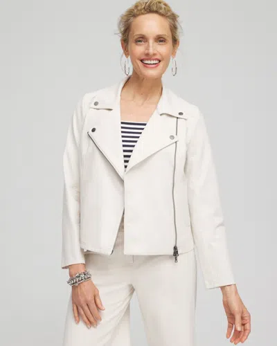 Chico's Stretch Knit Moto Jacket In Vanilla Glaze