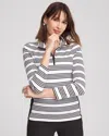 Chico's Stripe Long Sleeve Top In Black Size 16/18 |  Zenergy Activewear In Black