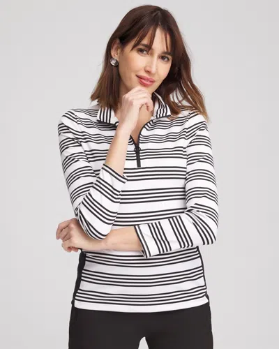 Chico's Stripe Long Sleeve Top In Black Size 16/18 |  Zenergy Activewear