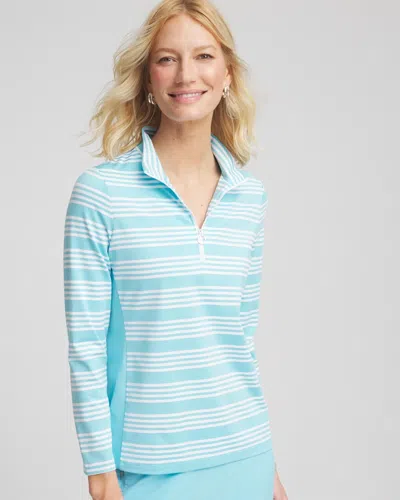 Chico's Stripe Long Sleeve Top In Blue