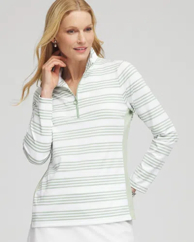 Chico's Stripe Long Sleeve Top In Moroccan Mint Size 12/14 |  Zenergy Activewear