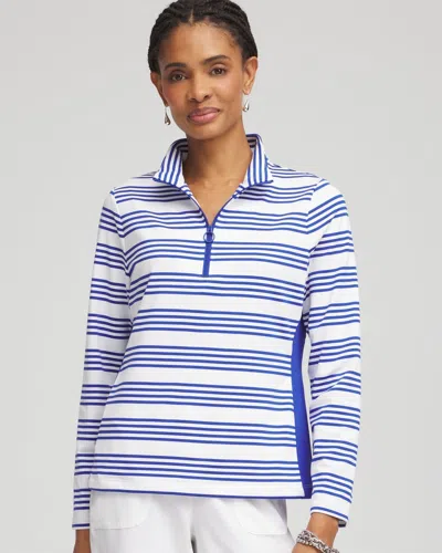 Chico's Stripe Long Sleeve Top In Rich Cobalt Size 0/2 |  Zenergy Activewear