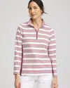 Chico's Stripe Long Sleeve Top In Rosewood Size 20/22 |  Zenergy Activewear In Rosewood