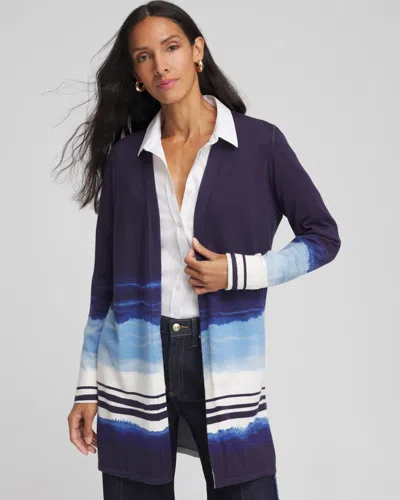 Chico's Stripe Ombre Duster Cardigan Sweater In Blue