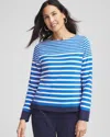 Chico's Striped Boatneck Top In Turkish Sea Size 16/18 |  Zenergy In Turkish Sea