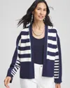 Chico's Striped Cardigan Sweater In Blue Size 20/22 |  In Passport Blue