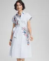 Chico's Striped Embroidered Poplin Midi Shirtdress In White Size 20/22 |  In Alabaster