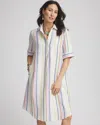 Chico's Striped Linen Shirtdress In White Size 20/22 |  In Optic White