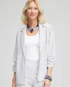 Chico's Striped Linen Stretch Blazer In White Size Xxl |  In Alabaster