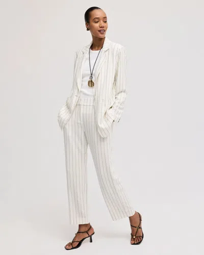Chico's Striped Linen Wide-leg Ankle Pants In White In Sand