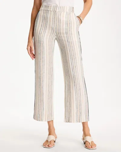 Chico's Striped Piped Linen Fly Front Pants In Neutral