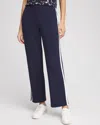 Chico's Contrast Striped Scuba Pants In Blue Size 16 |  Zenergy In Classic Navy