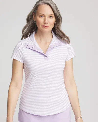Chico's Striped Short-sleeve Top In Purple