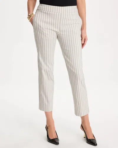 Chico's Striped Straight Crop Pants In Black In Neutral