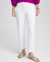 Chico's Striped Straight-leg Cropped Pants In White Size 16/18 |  In Alabaster