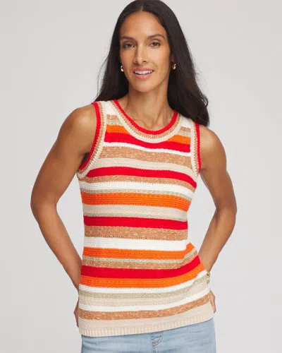 Chico's Striped Sweater Tank In Neutral
