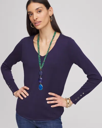 Chico's V-neck Pullover Sweater In Blue Size 16/18 |  In Passport Blue