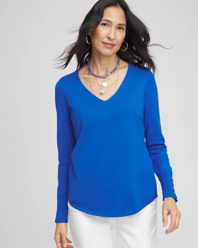 Chico's V-neck Pullover Sweater In Turkish Sea Size 20/22 |