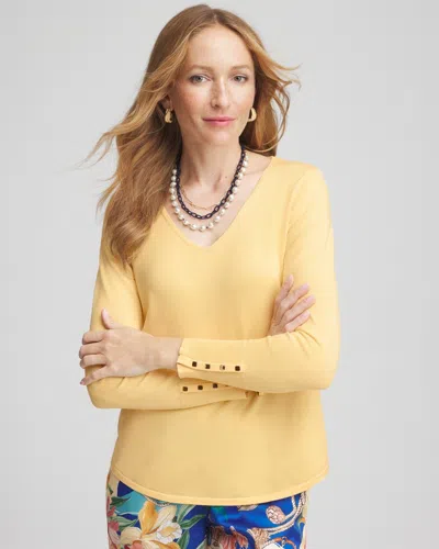 Chico's V-neck Pullover Sweater In Yellow Size 20/22 |  In Golden Haze