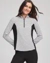 Chico's Striped Zip-front Pullover In Black In Multi