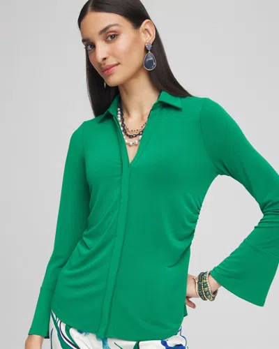 Chico's Collared Ruched Seam Top In Ivy League Size 12/14 |