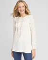 Chico's Studded Crewneck Sweater Tunic In English Cream Size 20/22 |  In English Cream