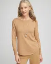 Chico's Studded Long Sleeve Pullover Sweater In Faux Camel Heather Size 20/22 |  In Faux Camel Heather