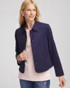 Chico's Suede Cropped Jacket In Blue