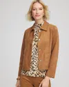 Chico's Suede Cropped Jacket In Burnt Sienna In Brown