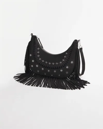 Chico's Suede Fringe Purse In Black