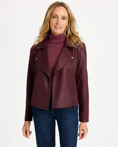 Chico's Suede Moto Jacket In Huckleberry