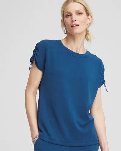 Chico's Sueded Scuba Cap Sleeve Tee In Seaport Size 20/22 |  Zenergy