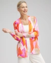 CHICO'S SUMMER ROMANCE ABSTRACT CARDIGAN SWEATER IN ORANGE SIZE 12/14 | CHICO'S
