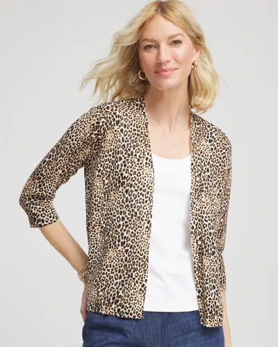 Chico's Summer Romance Animal Print Cardigan Sweater In Black