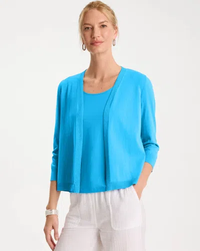 Chico's Summer Romance Cardigan Sweater In Blue Tide