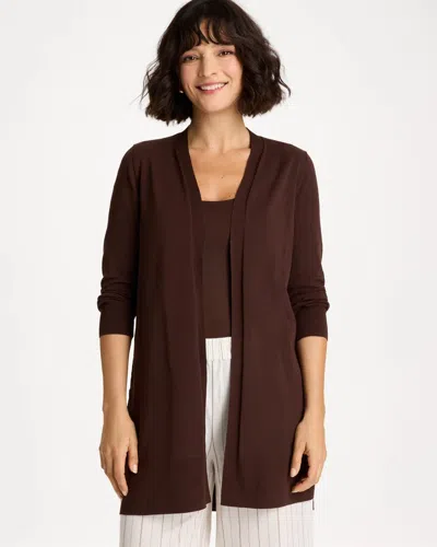 Chico's Summer Romance Cardigan Sweater In Deep Brown