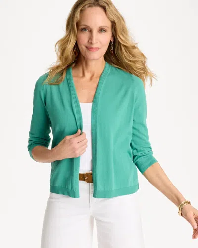 Chico's Summer Romance Cardigan Sweater In Green Clover