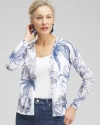 CHICO'S SUMMER ROMANCE FLORAL TOPPER CARDIGAN SWEATER IN WHITE SIZE 16/18 | CHICO'S