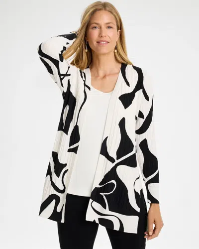 Chico's Summer Romance Printed Cardigan Sweater In Black In Multi