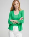 CHICO'S SUMMER ROMANCE SHORT CARDIGAN SWEATER IN GRASSY GREEN SIZE 8/10 | CHICO'S