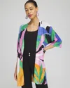 Chico's Summer Romance Tropical Midi Cardigan Sweater In Purple Size 12/14 |  In Purple Nightshade