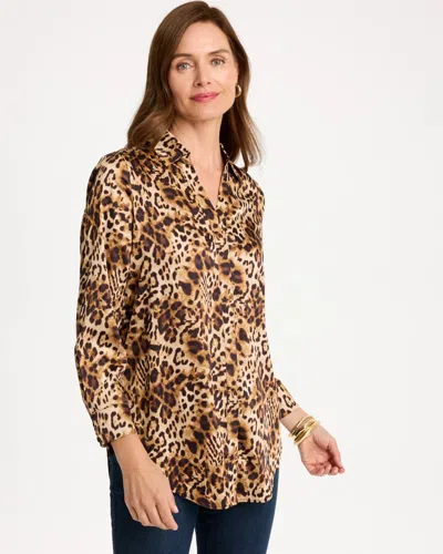 Chico's Sumptuous Satin Prestige Splitneck Tunic In Black