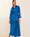 Chico's Sunburst Pleated Skirt In Blue Size 8/10 |  In Scandi Blue