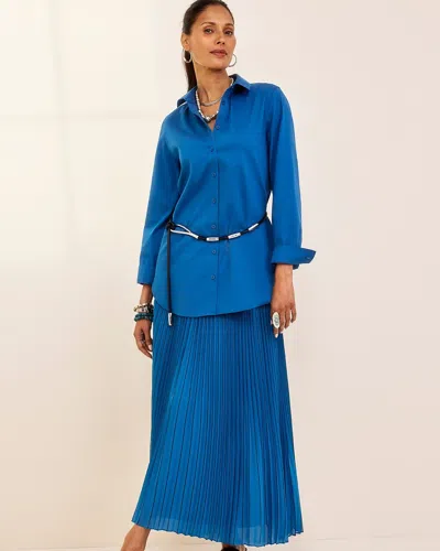 Chico's Sunburst Pleated Skirt In Blue Size 8/10 |  In Scandi Blue