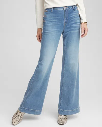 Chico's Super-soft Flare Jeans In Medium Wash Denim Size 10 |