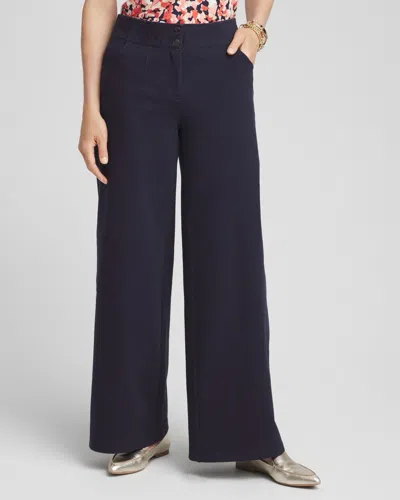 Chico's Cotton Stretch Wide Leg Pants In Classic Navy