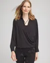 Chico's Surplice Bubble Hem Shirt In Black Size 16/18 |  In Black