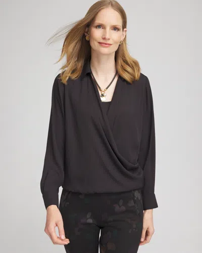 Chico's Surplice Bubble Hem Shirt In Black Size 16/18 |
