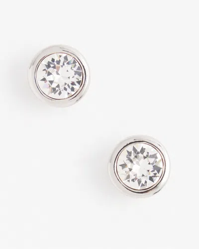 Chico's Silver Tone Crystal Stud Earrings |